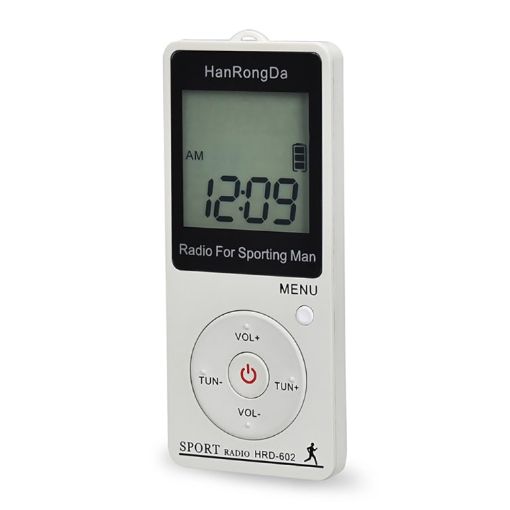 Digital Display FM AM Mini Sports Radio with Step Counter (White) - 1