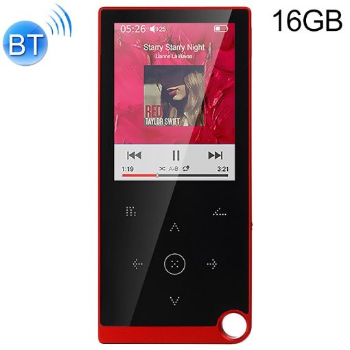 E05 2.4" Touch MP4/MP3 Player 16GB Bluetooth E-Book/Alarm Red - 1