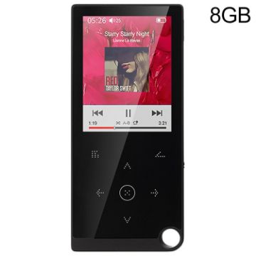 E05 2.4" Touch MP4/MP3 Player 8GB, E-Book/Alarm, No Bluetooth, Black - 1