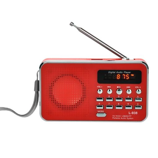 L-938 MP3 Player FM Radio SD/MMC Card AUX-IN Earphone (Red) - 1