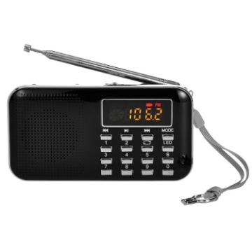 MP3 Radio Speaker with TF Card USB & LED Flashlight (Black) - 1