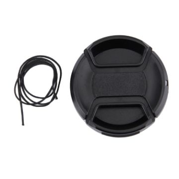 55mm Black Camera Lens Cap with Center Pinch Design - 1