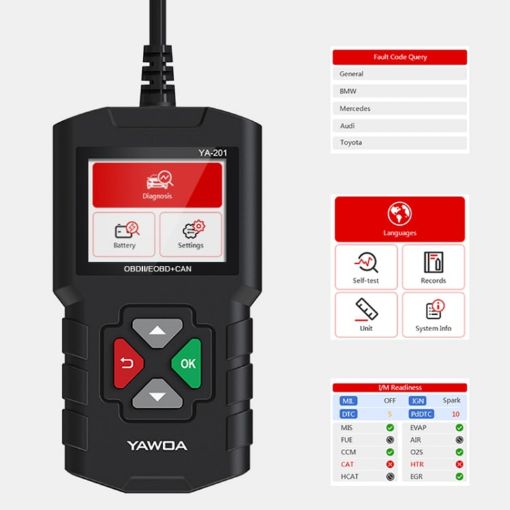 YA201 OBD2 Fault Detector Car Mini Code Reader Diagnostic Tool - 1
