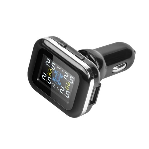 Mini TPMS Car Cigarette Lighter Wireless Tire Pressure System (Black) - 1