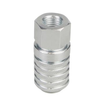 PD242 Series Steel Hydraulic Test Port Quick Connect Coupler Silver - 1