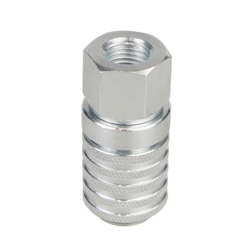 PD242 Series Steel Hydraulic Test Port Quick Connect Coupler Silver - 1