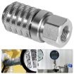 PD242 Series Steel Hydraulic Test Port Quick Connect Coupler Silver - 2