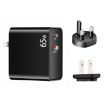65W USB-C & QC3.0 Laptop Charger + 1.8m Cable, UK/US Plug (Black) - 2
