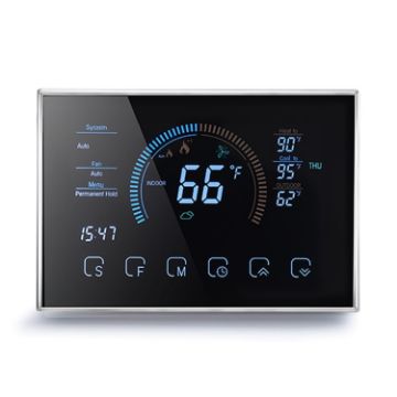 Smart Home Heat Pump Thermostat with Adapter, No WiFi, Black - 1