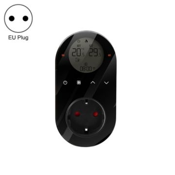 BHT12-C LCD Plug-in Thermostat, EU Plug, No WiFi (Black) - 1