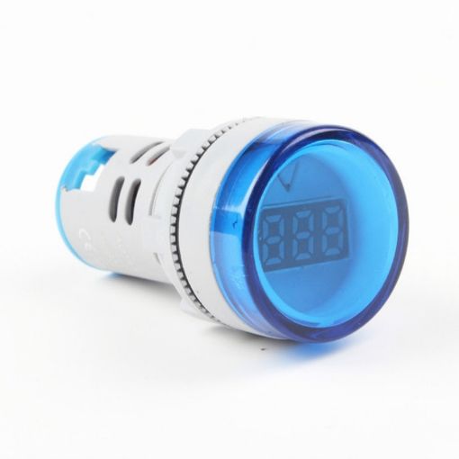 AD16-22DSV 60-500V AC Voltmeter, 22mm Hole, Blue Display - 1