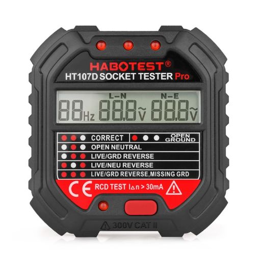 HABOTEST HT107D Digital Display Socket Tester (EU Plug) - 1