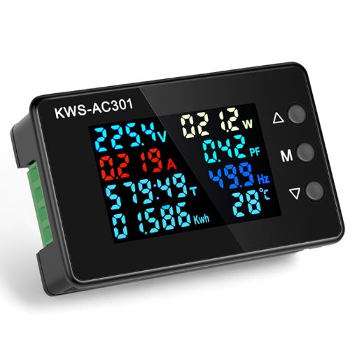 KWS-AC301L-20A 50-300V AC Digital Meter with 485 Communication, Black - 1