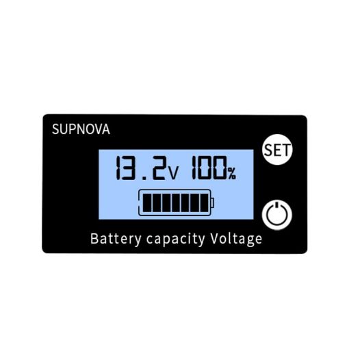 SUPNOVA Voltage Gauge: DC 8-100V Battery Indicator, Blue, Alarm, Temp. - 1