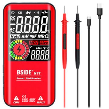 BSIDE Digital Multimeter 9999 Counts LCD DC AC Voltage S11 Red Version - 1