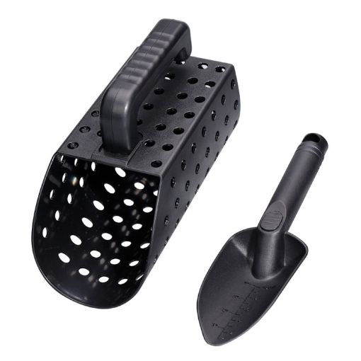 Metal Detector Shovel & Sand Scoop Set Digging Tool (Black) - 1