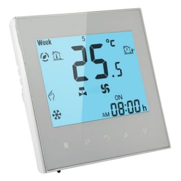 Programmable LCD Thermostat for 2-Pipe Fan Coil Unit (White) - 1