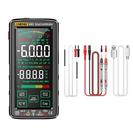 ANENG 683 Rechargeable Touch Screen Multimeter (Black) - 1