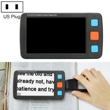 5" HD Portable Electronic Magnifying Glass Reader, US Plug, Black - 1