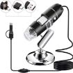 USB Digital Microscope 1600X with Sensor, 8 LED & Stand (Grey) - 1