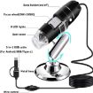 USB Digital Microscope 1600X with Sensor, 8 LED & Stand (Grey) - 2