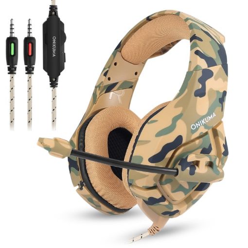 ONIKUMA K1-B Yellow Camouflage Gaming Headphone with Mic - 1