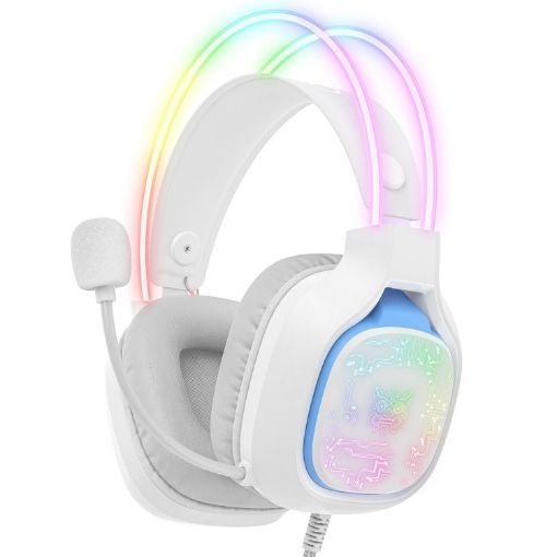 ONIKUMA X22 Wired Gaming Headset, USB + 3.5mm, Colorful Light, White - 1