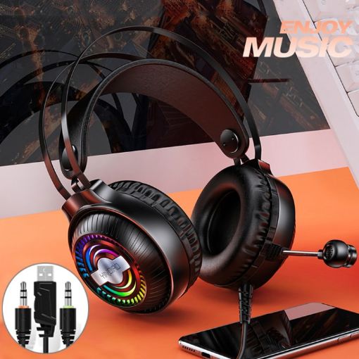 YINDIAO Q4 Wired Gaming Headset w/ Mic, Dual 3.5mm + USB, Black - 1