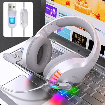 YINDIAO Q2 White Head-mounted Gaming Headset with Mic, USB Version - 1