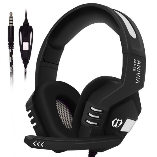 SADES AH-38 E-sports Headset, Retractable Mic, 2m Cable, Black Silver - 1