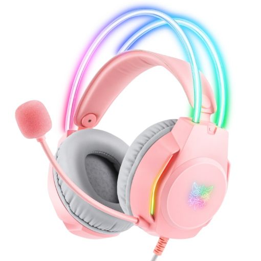 RGB Wired Gaming Headset X26 USB+3.5mm (Pink) - 1