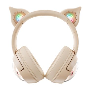 B5 Beige Cat Ear RGB Wireless Bluetooth USB-C HiFi Headset - 1