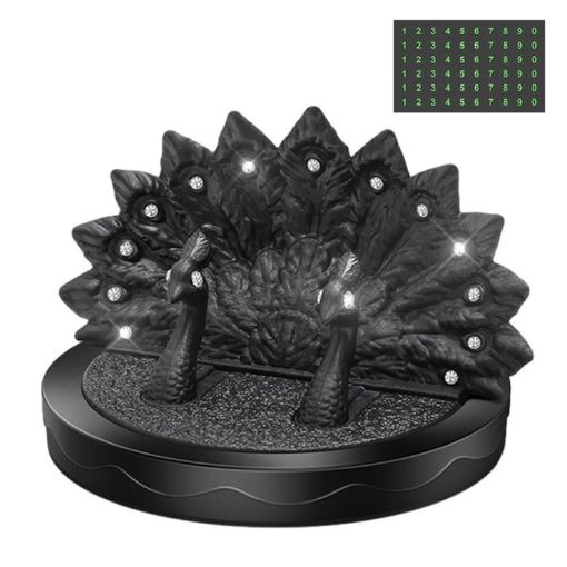 Peacock Shape Diamond Car Phone Holder with Number Plate - 1