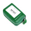 Bright Green RFID Leather Wallet, 10.5x7.0x4.0cm, Zipper Card Holder - 1