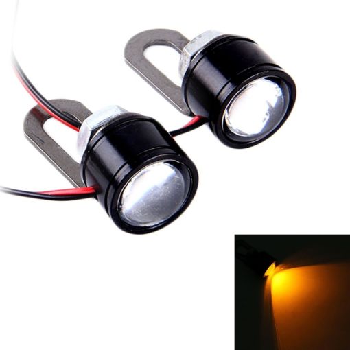 2 PCS 12V 3W Yellow Eagle Eyes LED Strobe Light for Motorcycle - 1