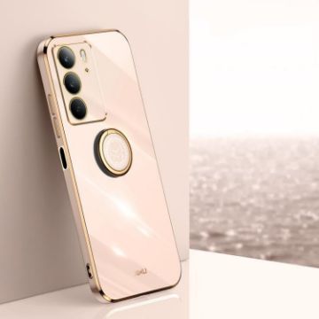 Realme C75 XINLI 6D Electroplate TPU Case with Ring Holder (Pink) - 1