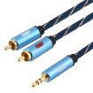 EMK 3.5mm to 2 RCA Gold Plated Audio Cable, 2m, Dark Blue - 2