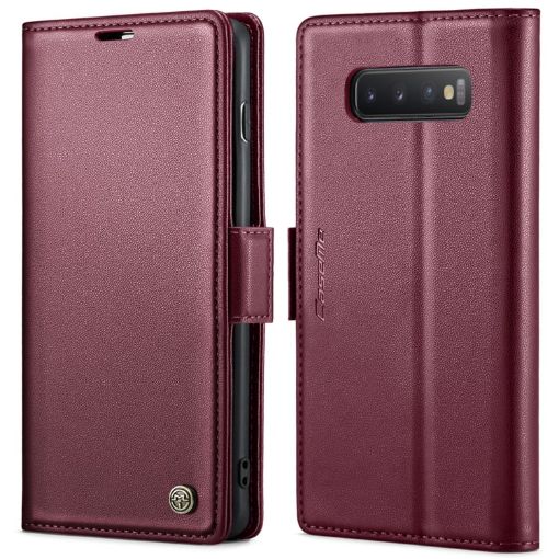 Samsung Galaxy S10 CaseMe 023 Butterfly Leather Case (Wine Red) - 1