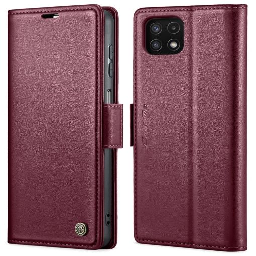 Samsung Galaxy A22 5G CaseMe 023 RFID Leather Case Wine Red - 1