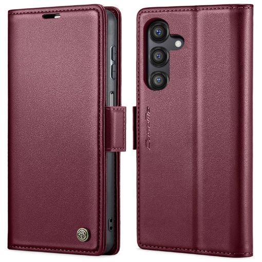Samsung Galaxy A14 4G/5G CaseMe 023 RFID Leather Case (Wine Red) - 1