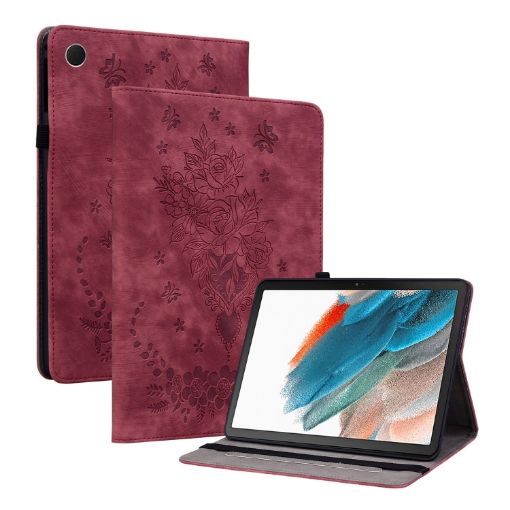 Samsung Galaxy Tab A8 2021 Butterfly Rose Leather Case (Red) - 1