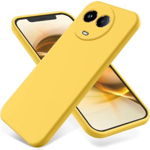 Realme Narzo 60x Solid Yellow Dropproof Silicone Phone Case - 1