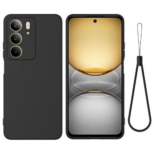 Realme C75 Liquid Silicone Dropproof Full Coverage Case (Black) - 1