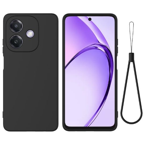 OPPO A3x Solid Color Silicone Dropproof Full Coverage Case (Black) - 1