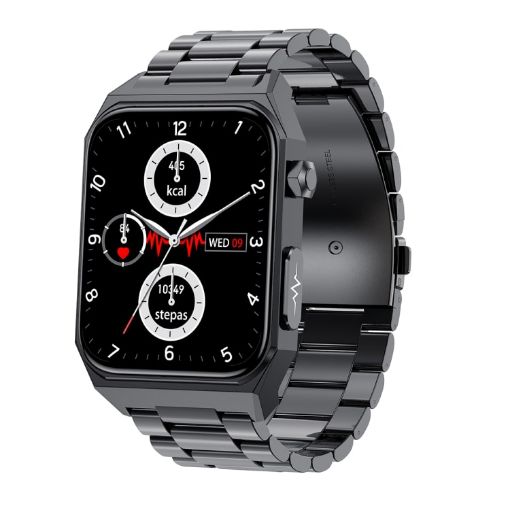 E530 1.91" IP68 Waterproof Smart Watch with ECG & Blood Sugar, Black - 1
