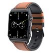 E530 1.91" IP68 Leather Smart Watch ECG/Non-invasive Blood Sugar, Brown - 1