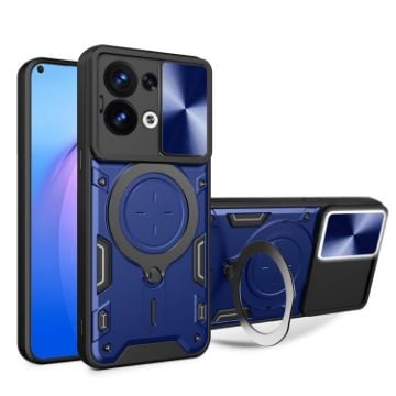 OPPO Reno8 5G Blue Camshield Magnetic Holder Phone Case - 1