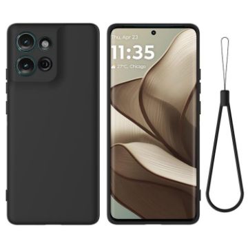 Moto G 2025 Black Liquid Silicone Dropproof Phone Case - 1