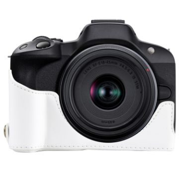 Canon EOS R50 White PU Leather Camera Half Case Base, 1/4" Thread - 1
