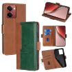 Realme P3 Ultra 5G Leather Case, Contrast Buckle (Lt Brown+Green) - 1